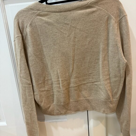 J.Crew Beige Cashmere V-Neck Cropped Sweater - Picture 2 of 2